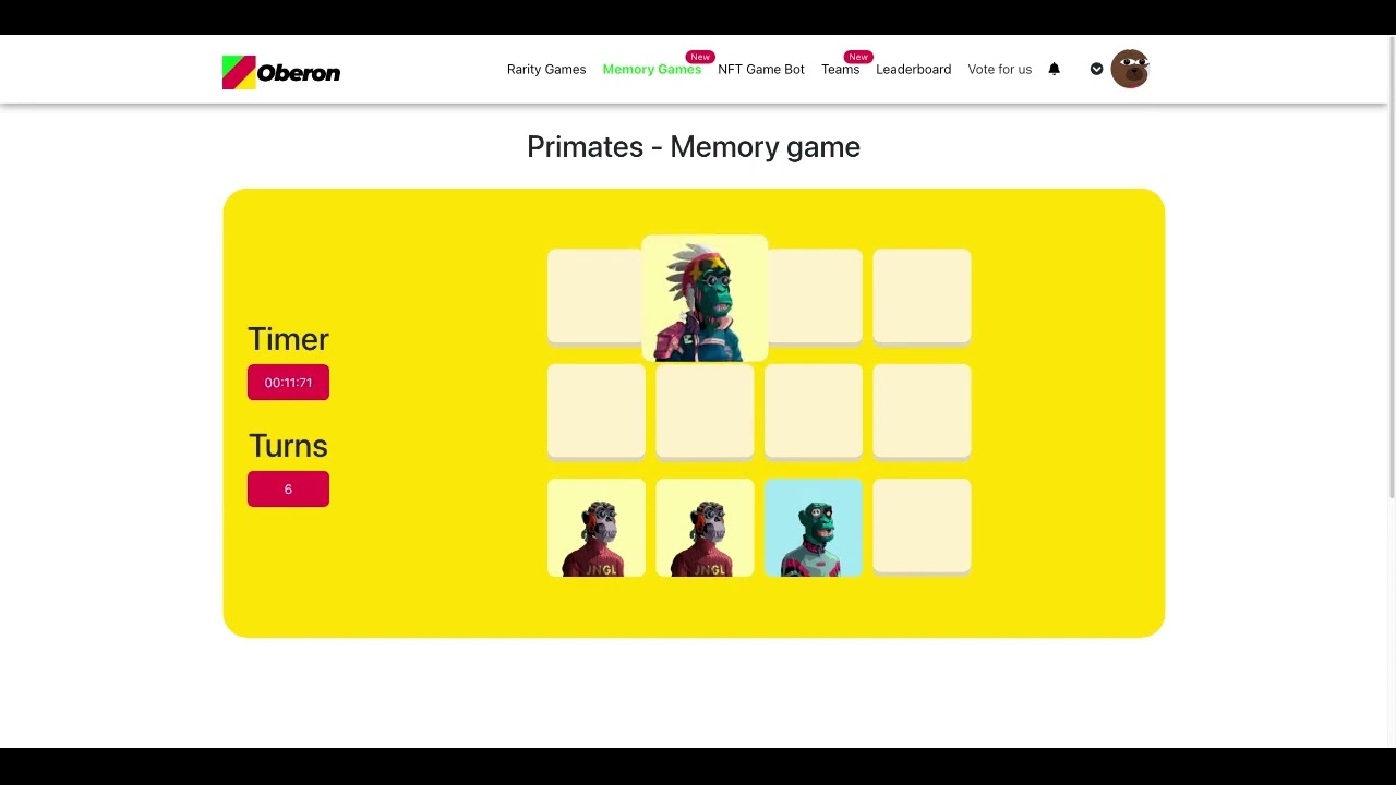 Oberon Primates Memory Game 007