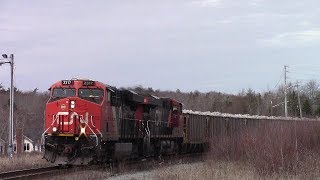 Loaded Gypsum CN Train 511 at Windsor Jct., NS (April 16, 2018)