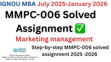 MMPC-006 MBA IGNOU|Marketing management 2025-2026|solved assignment answers 