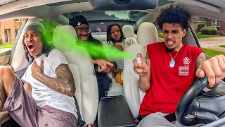 Locking The Gang Inside The Car While Spraying Fart Spray..