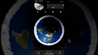 Flat earth map. Moon. Sun and South pole