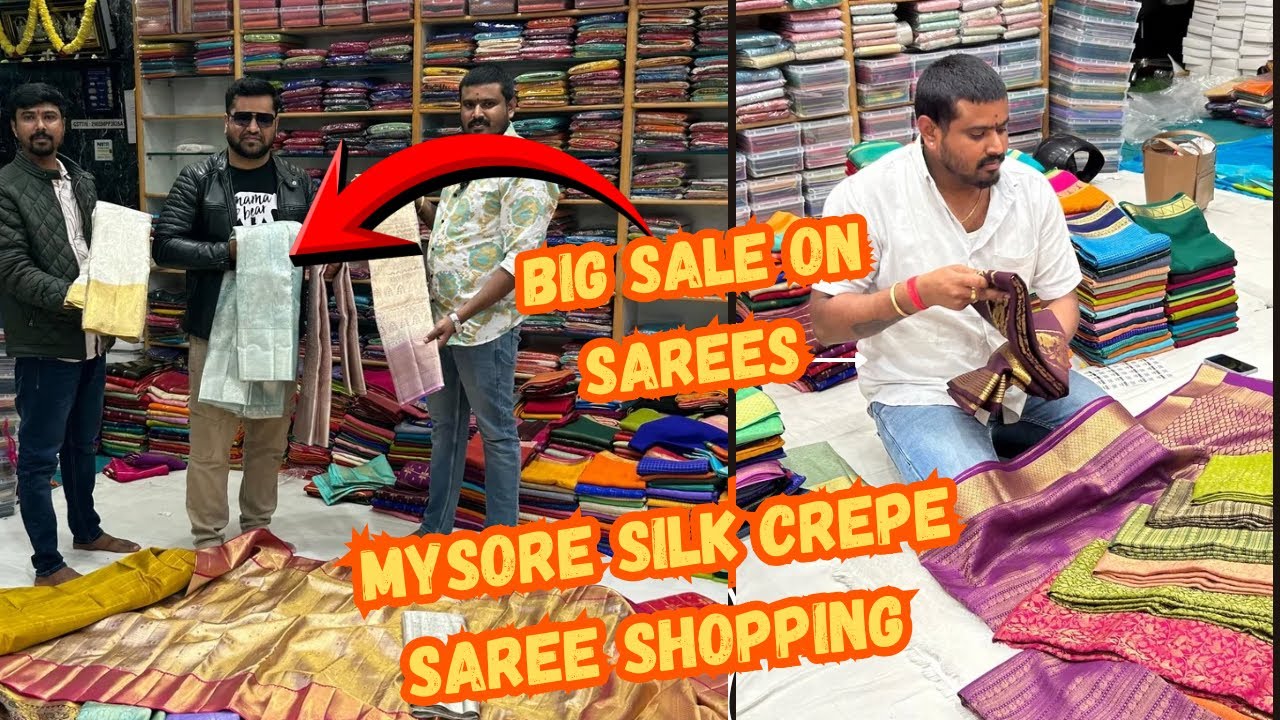 Price 3850/- Mysore silk crepe ಸೀರೆಗಳುwholesale price ನಲ್ಲಿ || Shree Gowri Society Silks Chickpete||