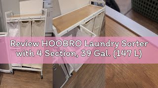 Review HOOBRO Laundry Sorter with 4 Section, 39 Gal. (147 L) Laundry Hamper with Wheels, Rolling Lau
