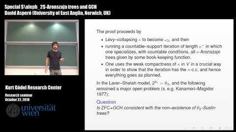 David Asperó - Special $\aleph_2$-Aronszajn trees and GCH (part 1 of 2)