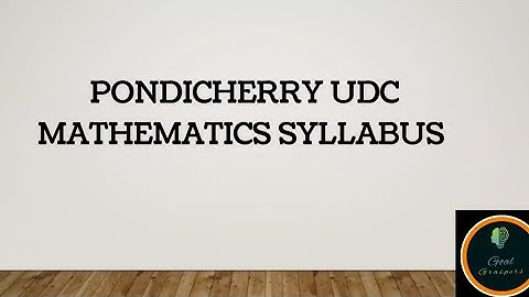 PONDICHERRY UDC MATHEMATICS SYLLABUS