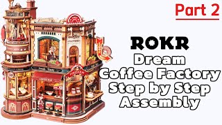ROKR Dream Coffee Factory Step-by-Step Assembly Part 2 | 3D Wooden Puzzle