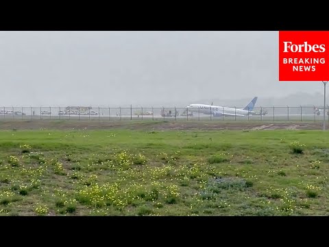 United Airlines Jet Rolls Off Runway In Houston, Texas