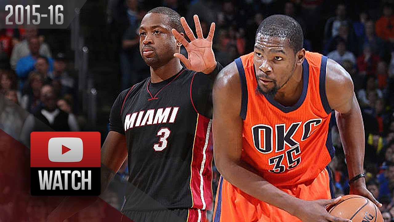 Kevin Durant vs Dwyane Wade DUEL Highlights (2016.01.17) Thunder vs Heat - 46 Pts!