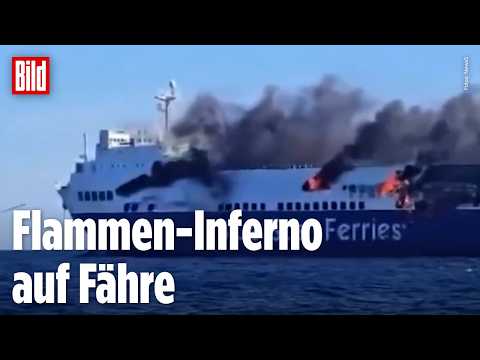 MYKONOS: Feuer-Drama auf Frachtfähre in Griechenland! Fahrzeugdeck plötzlich in Flammen!