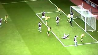 a goal from turner to equalise the aston villa verus norwich city
