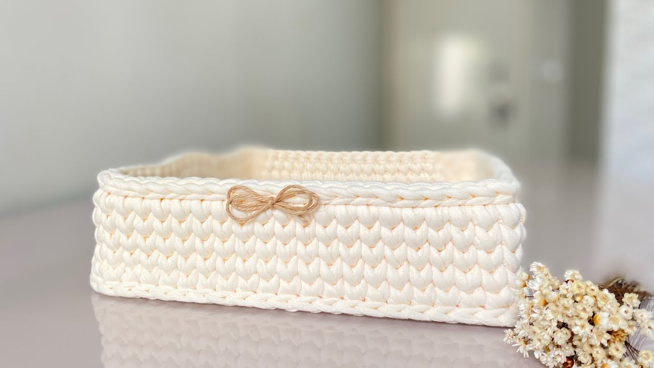 Como fazer bandeja quadrada em fio de malha