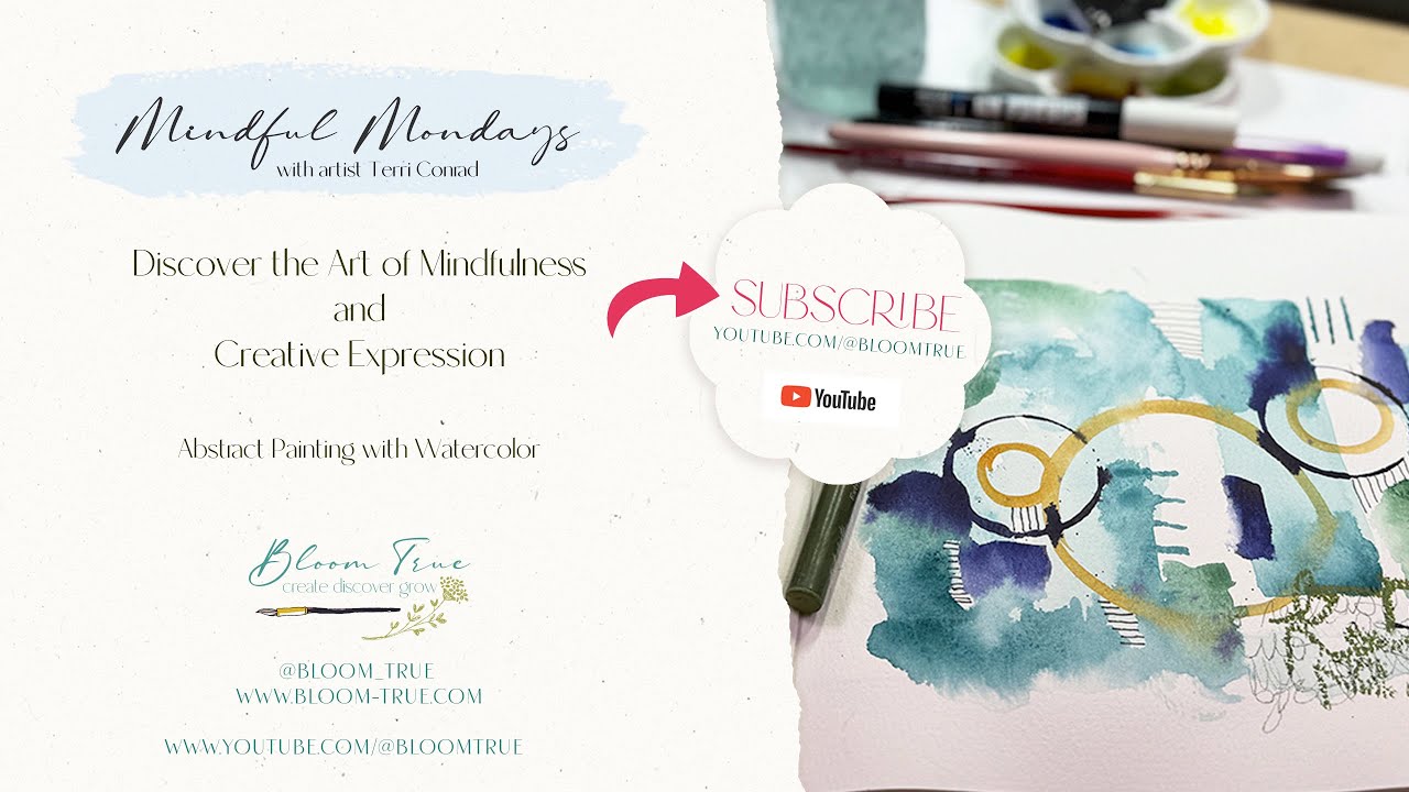 Mindful Art Practice - Watercolor Meditation Painting Abstract Watercolor with Mixed Media Marks