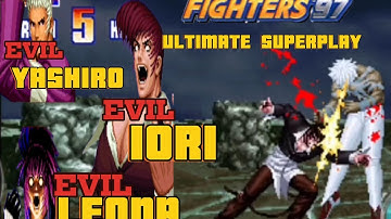 "KOF ’97 Evil Iori, Evil Leona & Evil Yashiro Orochi Team Gameplay"