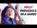 Milly parasails in a saree  honeymoon travels pvt ltd  raima sen  kay kay menon