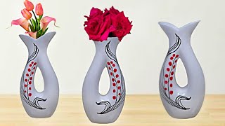 White Cement Craft Ideas Flower Vase Making At Home | Stylist flower vase making with paper