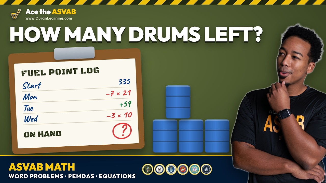ASVAB Math: Linear Equations, Word Problems & Order of Operations - YouTube