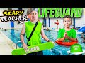 Scary Teacher 3D In Real Life The Lifeguard | LAST To the  Leave POOL