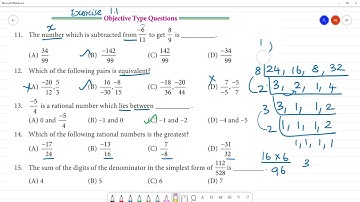 Class 8 TN Maths 1. RATIONAL NUMBERS   Exercise 1.1 Objective Type Questions