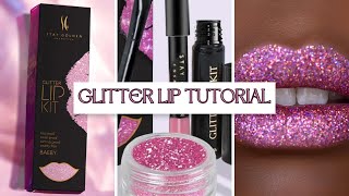 GLITTER lips is the new makeup trend....calling it now ✨ #makeuptutorial #makeupreview #glitterlips