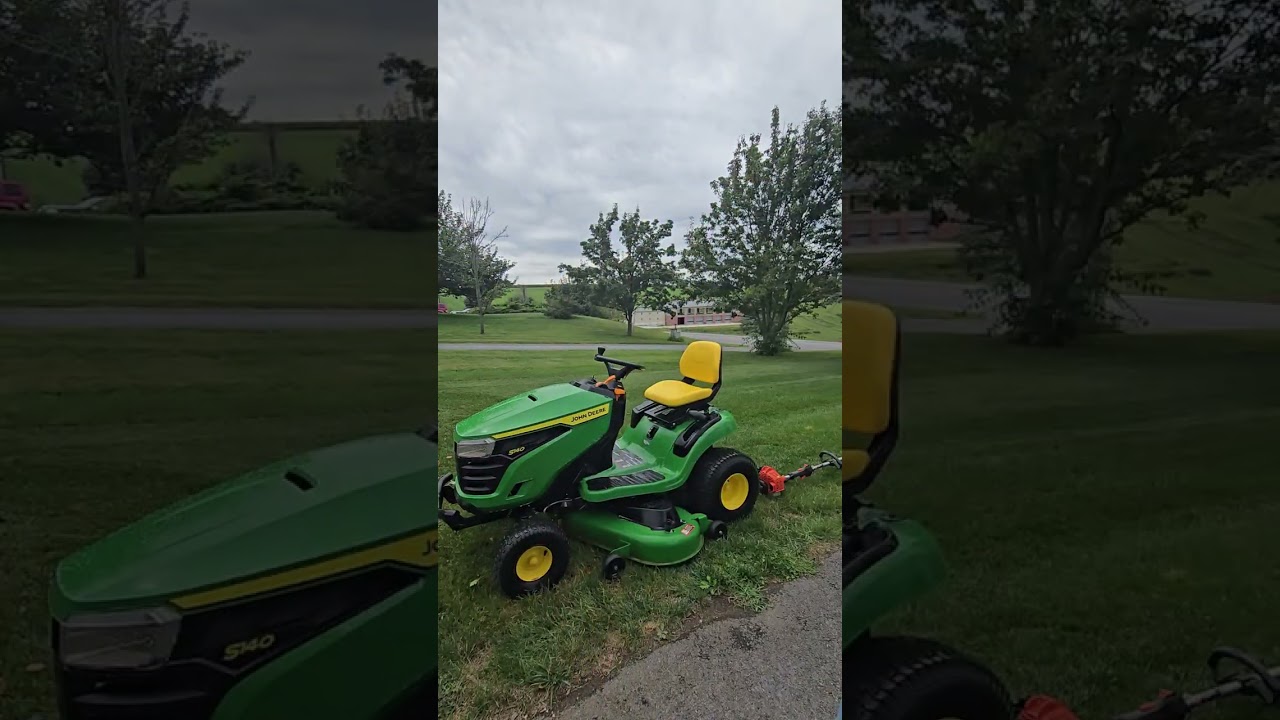 I'm mowing and washing my John Deere S140.