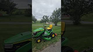 I'm mowing and washing my John Deere S140.