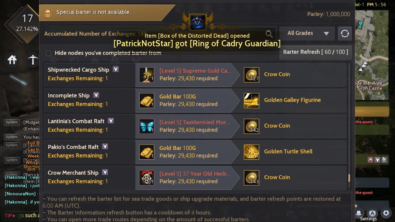 Barter revamp 06/10/2020 Bdo sea l Adventurers l Connect Adventurers