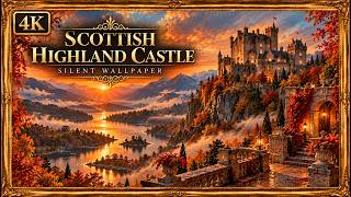Scottish Highland Castle 🏰 | 4K Silent Wallpaper | Misty Loch & Autumn Mountains