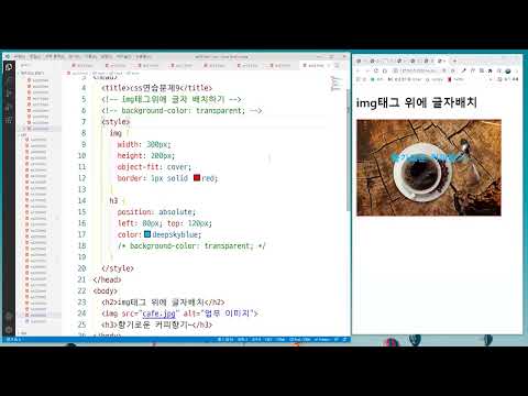 [웹 프론트엔드 코스]CSS강의36 - 연습문제9 (이미지위에 글자배치하기)