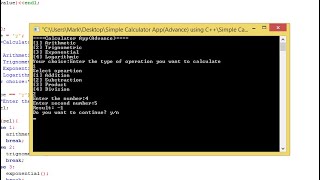 Simple Calculator App(Advance) using C++