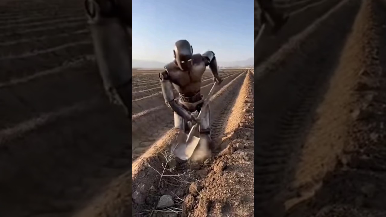 "Even robots get tired of farm work… 🤖💢"