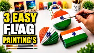 3 Easy Indian Flag Paintings Shell, Metal Pipe Old Lock Independence Day Diy