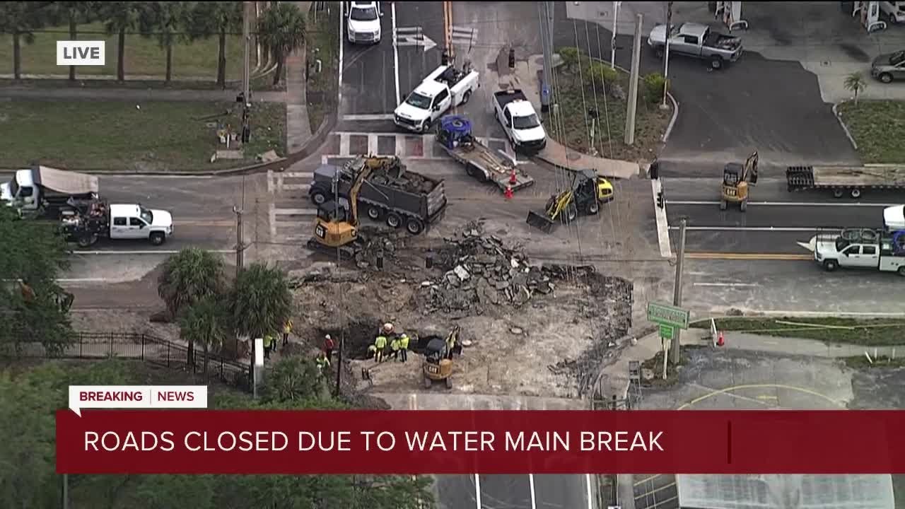 Water main break causes multiple road closures near S Himes Avenue ...
