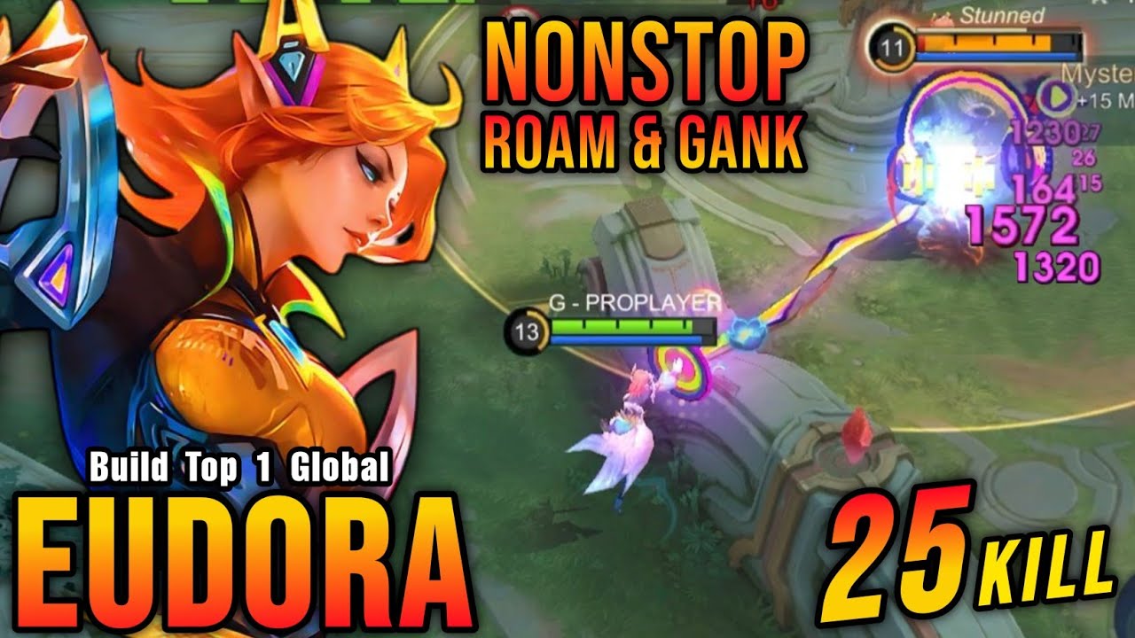25 Kills!! Eudora ALLSTAR Skin NonStop Roam & Gank!! - Build Top 1 Global Eudora ~ MLBB