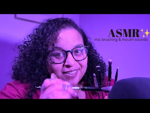 ASMR ~ Mic Brushing with Makeup Brushes ~ mouth sounds, chit chat