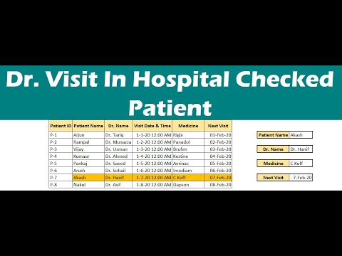 How To Maintain Record Dr Visit In Hospital Checked Patient In Excel