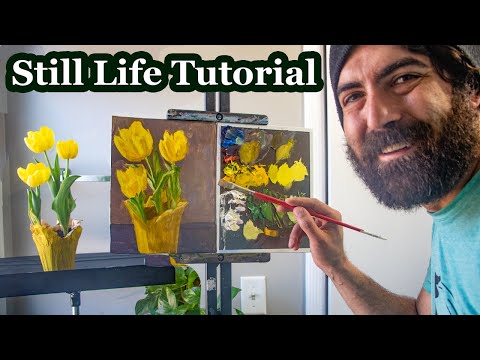 How to Paint Tulips in Oil Paint Step by Step for Beginners  Realtime Oil Painting Tutorial Demo