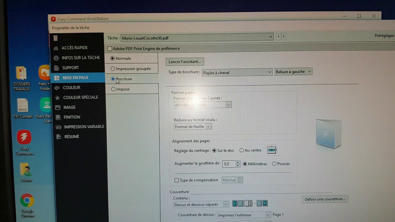 Imposition pour une brochure dos carré collé