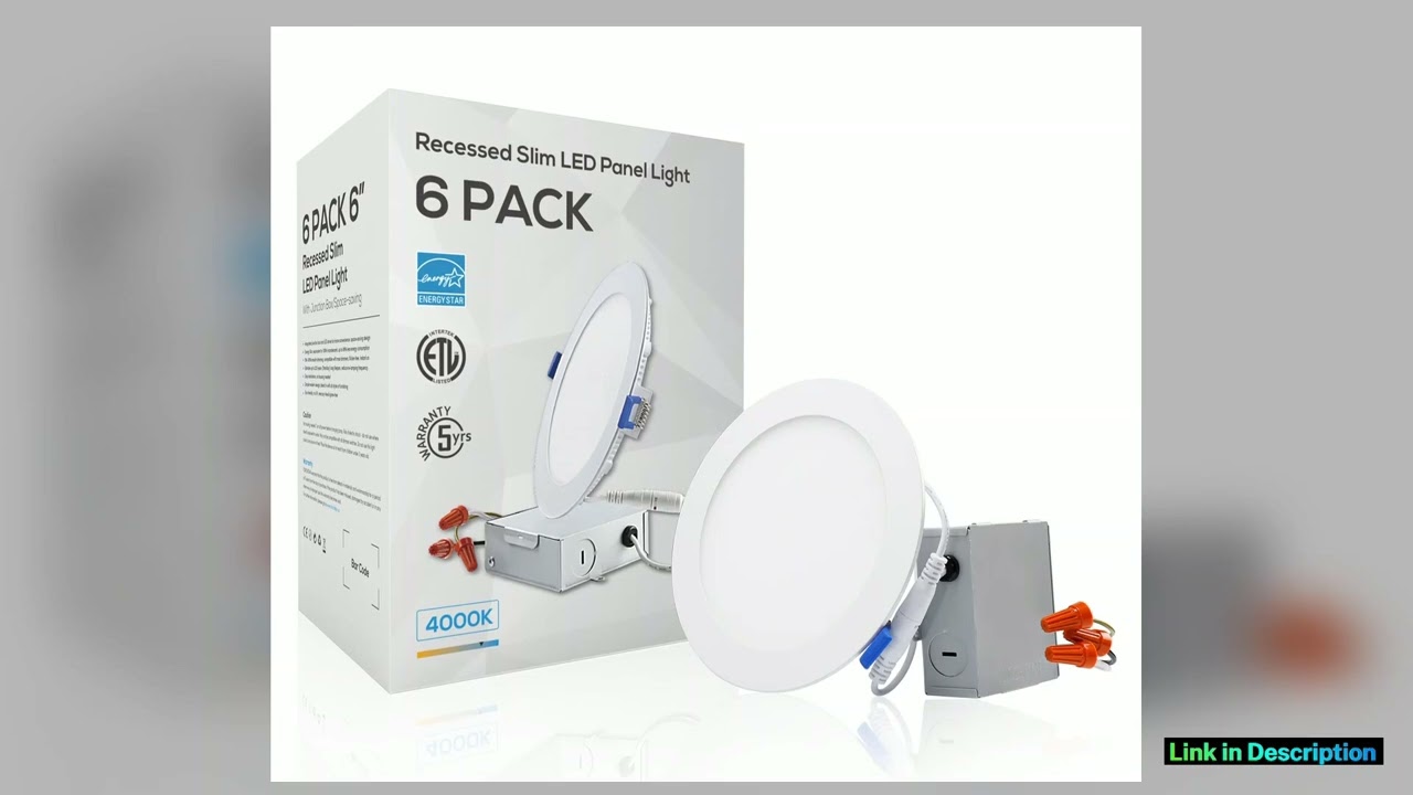 TORCHSTAR 6 Inch Slim LED Recessed Lighting with Junction Box 12W UltraThin LED Recessed Light