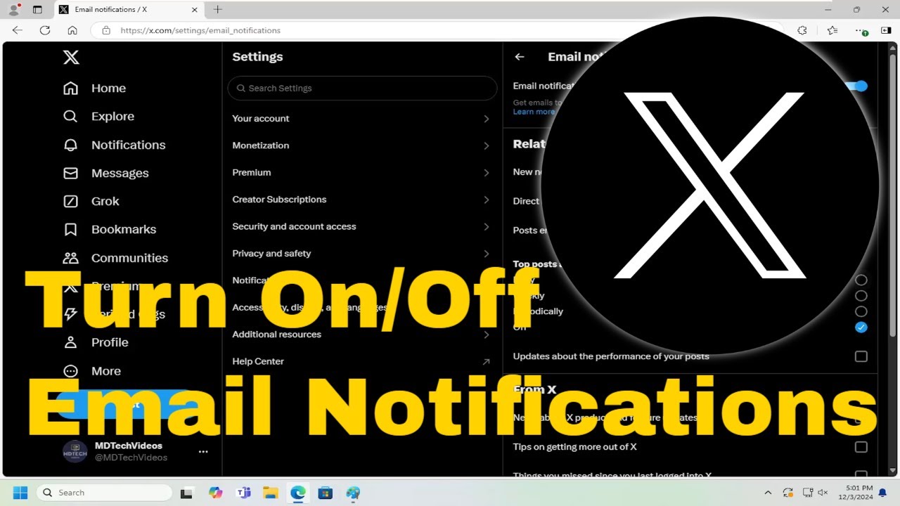 How To Turn On/Off Email Notifications On Twitter (X) [Guide] - YouTube