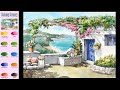 Balcony Scenery - Landscape watercolor (Sketch & Color mixing, Material introduction) NAMIL ART