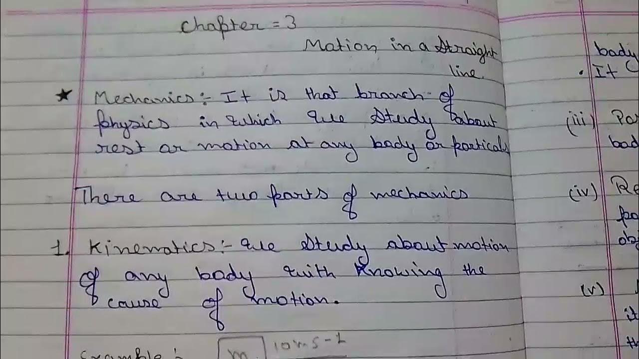 physics,chapter-3(Motion in a straight line)Class-11,short Notes - YouTube
