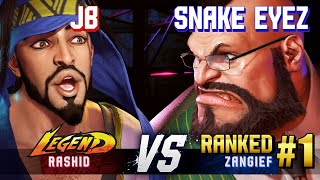 SF6 ▰ JB (Rashid) vs SNAKE EYEZ (#1 Ranked Zangief) ▰ High Level Gameplay