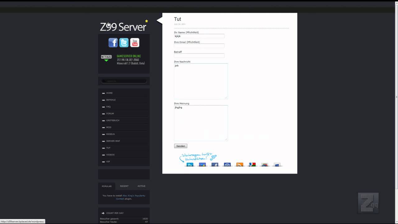 Wordpress Tutorial Deutsch Kontaktformular einfügen - YouTube