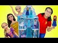 Funny Auntie Pretend Play w/ Disney Frozen Elsa Doll Playhouse Toys for Kids