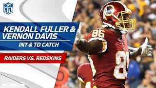 Kendall Fuller's Falling INT & Vernon Davis' TD in the Red Zone! | Raiders vs. Redskins | NFL Wk 3