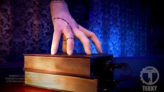 Lowes Halloween NEW 2024 WEDNESDAY Thing Book Stack Animated Jump Scare Tabletop Prop YouTube Demo