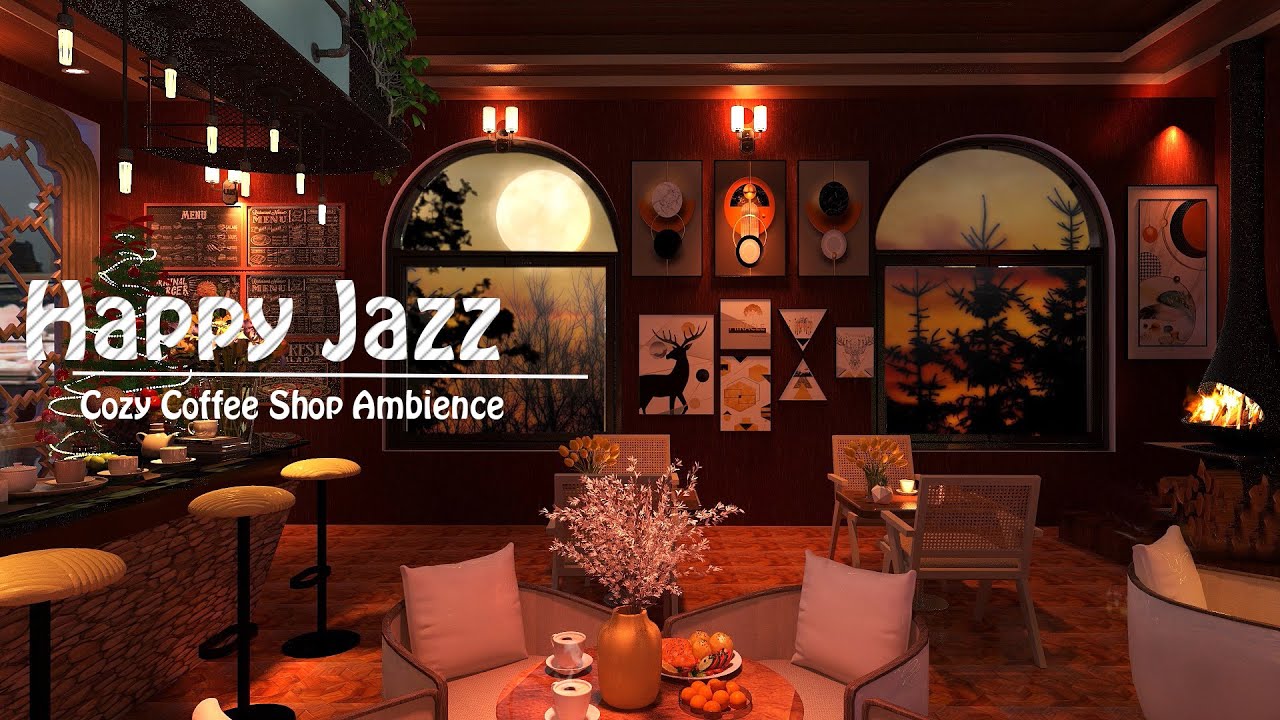 Relaxing jazz Bossa Nova Music in Rainy Night Cozy Coffee Shop Ambience ...