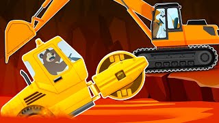 Road roller falls into volcano - Excavator save stuck vehicles | Construction Vehicles