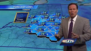Clearing, patchy frost Tuesday night