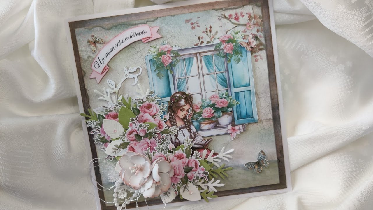 Une carte printanière shabby #tuto #scrap #carte #shabby #diy #scrapbooking #facile🙂❤️